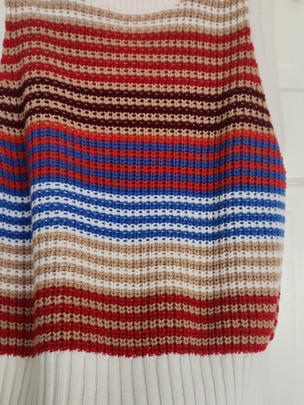 LOFT White Multicolor Striped Knit Tank Sweater Vest - Picture 3 of 8